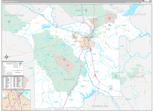 Rapides County, LA Wall Map