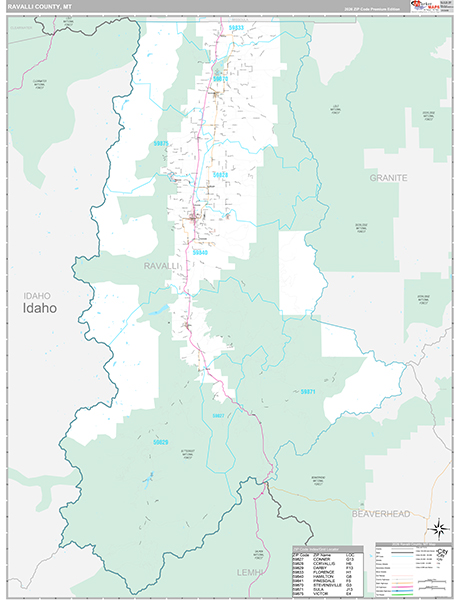 Ravalli County, MT Wall Map