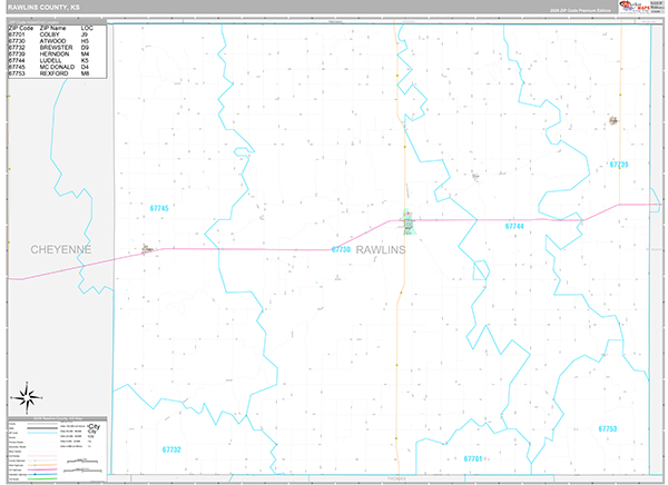 Rawlins County, KS Wall Map