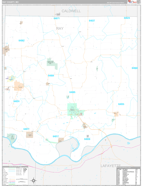 Ray County, MO Wall Map Premium Style