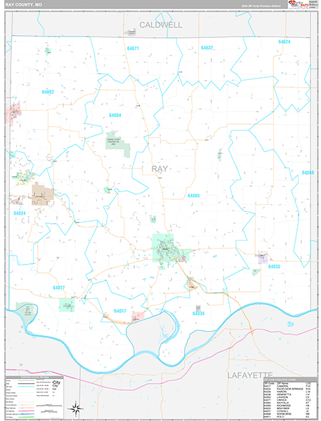 Ray County, MO Wall Map