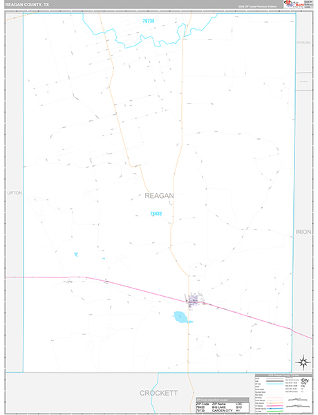 Reagan County, TX Zip Code Map