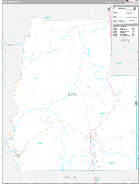 Real County, TX Zip Code Map