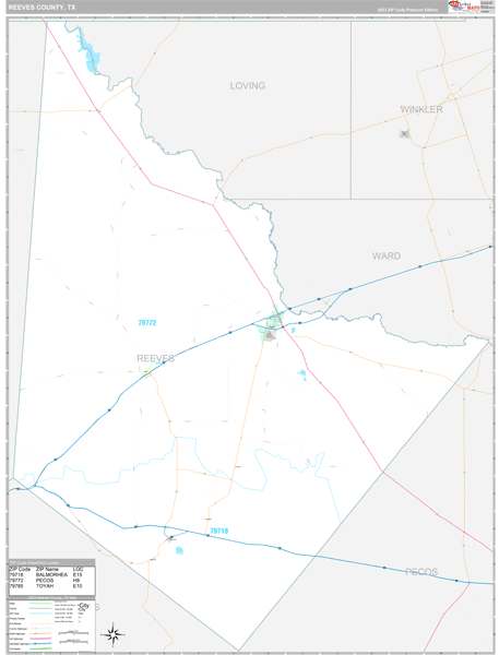 Reeves County, TX Carrier Route Wall Map