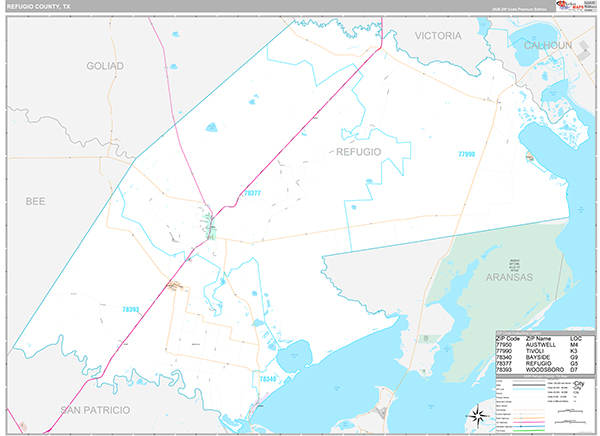 Refugio County, TX Zip Code Map