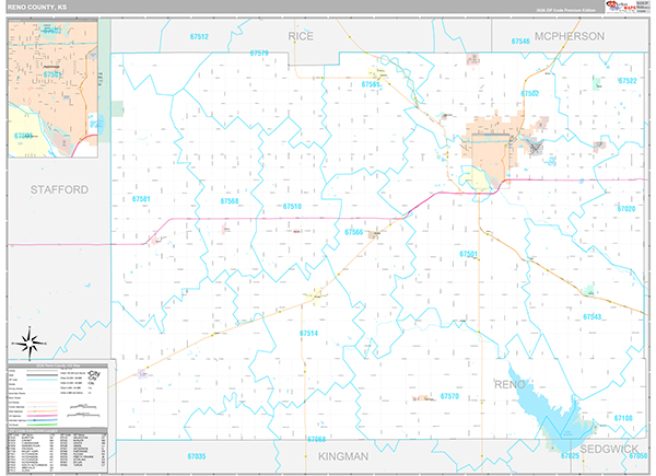 Reno County, KS Wall Map