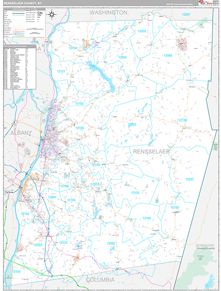 Rensselaer County, NY Zip Code Map
