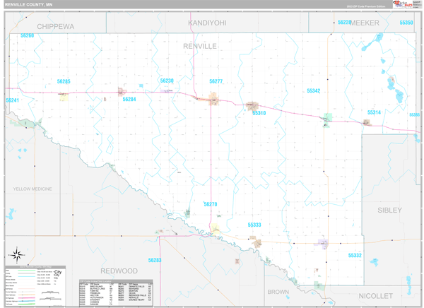 Renville County, MN Wall Map