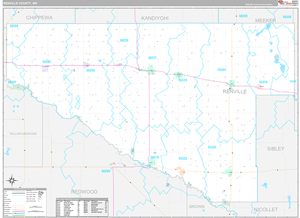 Renville County, MN Wall Map
