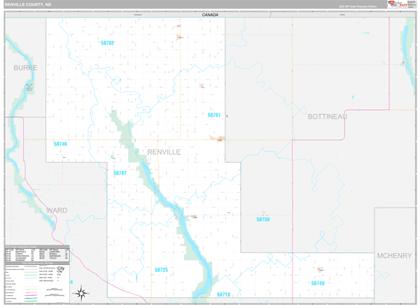 Renville County, ND Wall Map