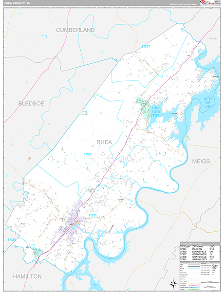 Rhea County, TN Zip Code Map