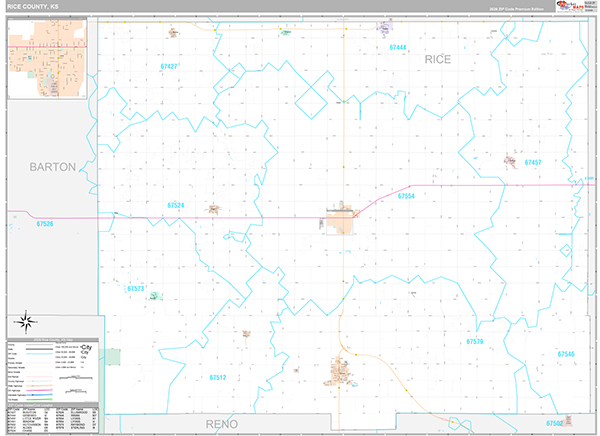 Rice County, KS Wall Map