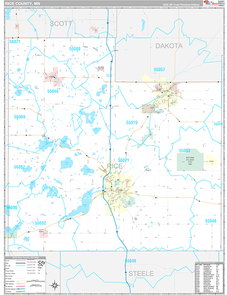 Rice County, MN Wall Map