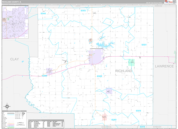 Richland County, IL Zip Code Map
