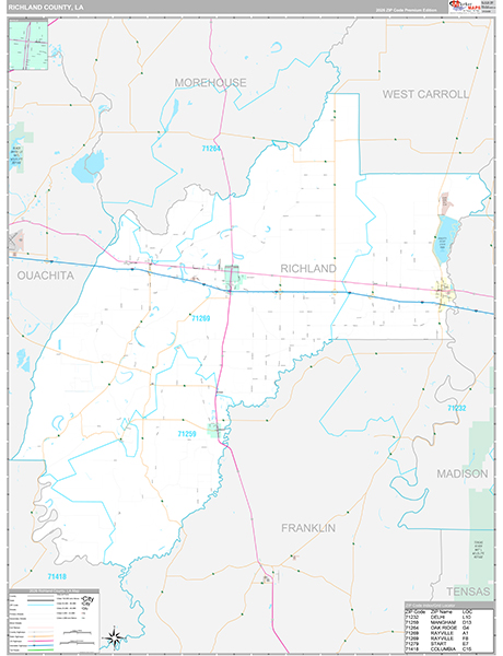 Richland County, LA Wall Map