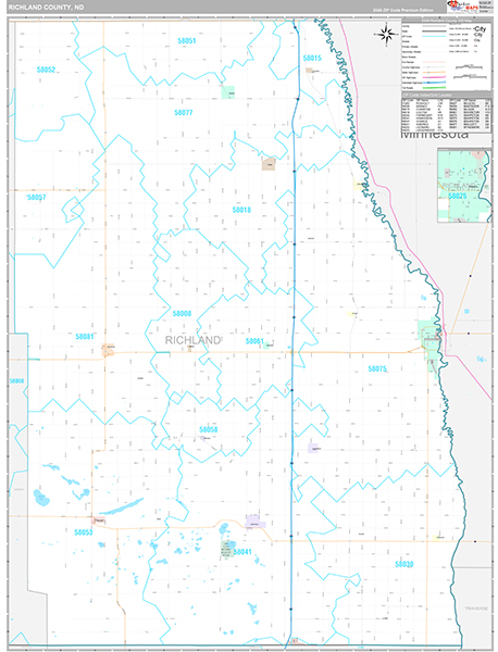 Richland County, ND Wall Map Premium Style