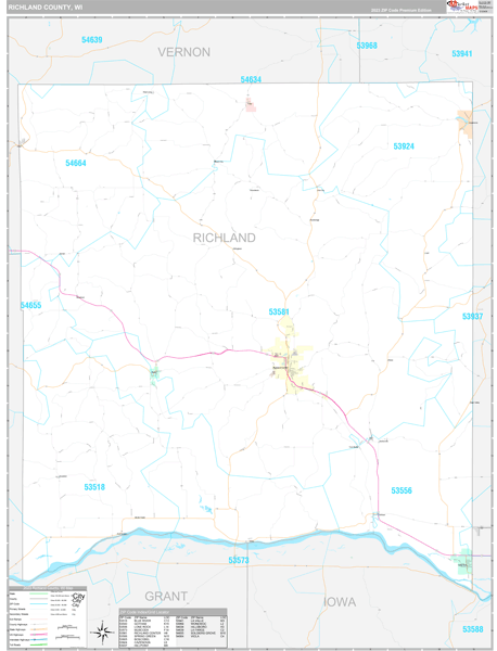 Richland County, WI Carrier Route Wall Map