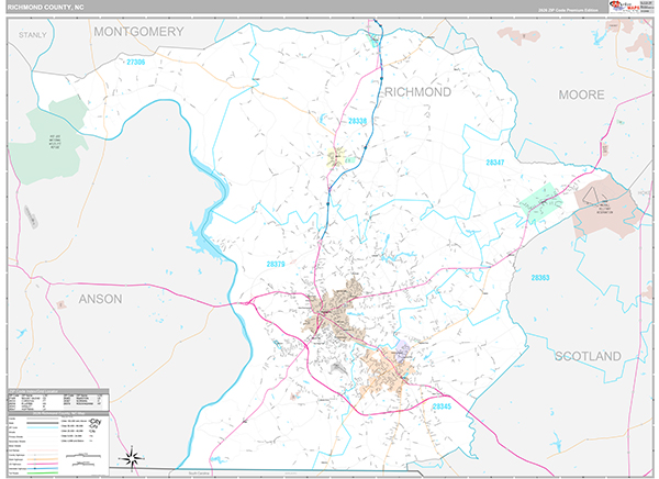Richmond County, NC Wall Map