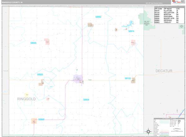 Ringgold County Wall Map Premium Style