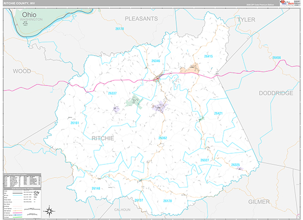 Ritchie County, WV Zip Code Map