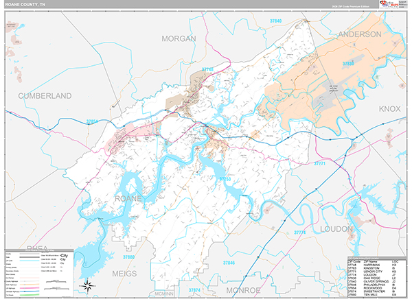 Roane County, TN Zip Code Map