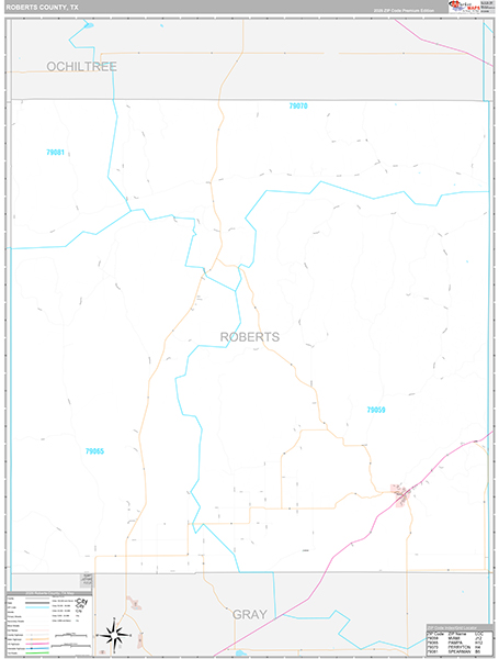 Roberts County, TX Zip Code Map