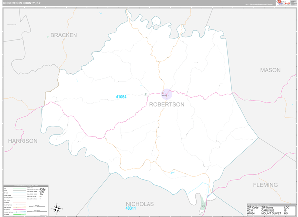 Robertson County, KY Wall Map
