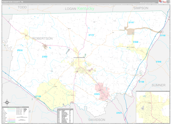 Robertson County, TN Wall Map