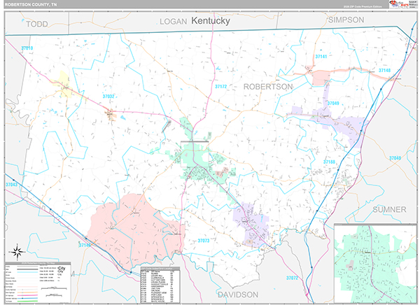 Robertson County, TN Zip Code Map