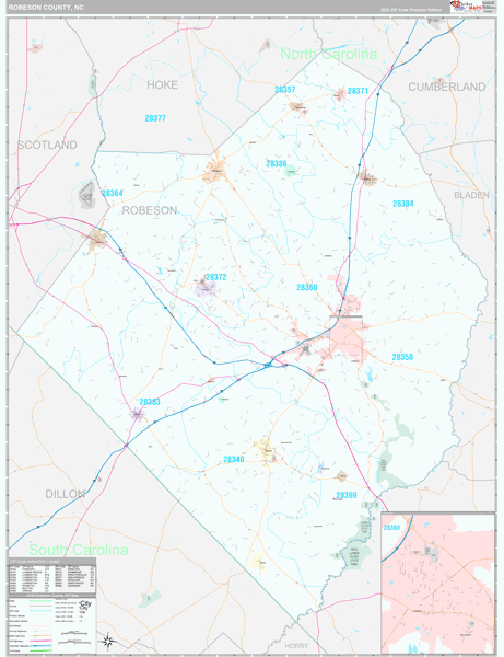 Robeson County, NC Wall Map