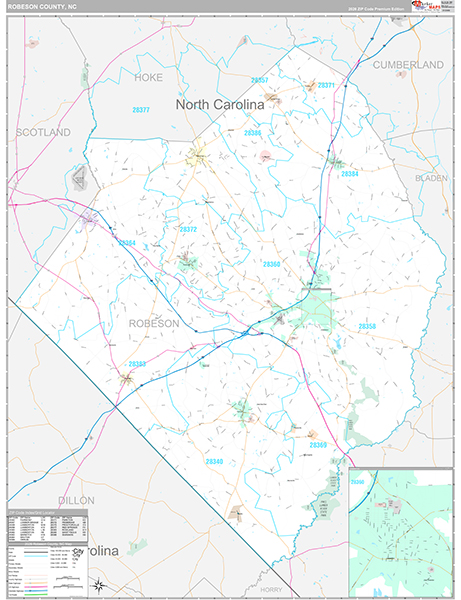 Robeson County, NC Wall Map