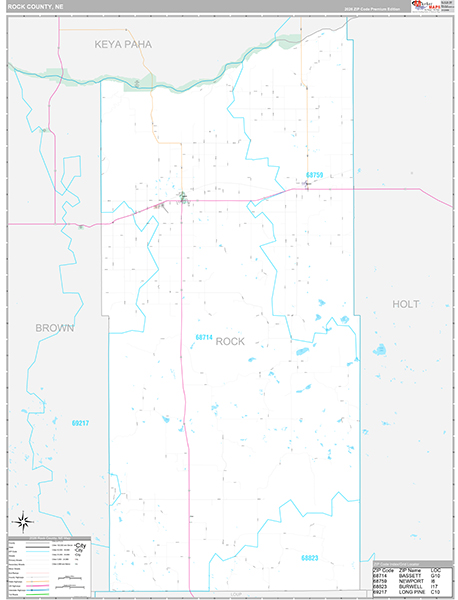 Rock County, NE Zip Code Map
