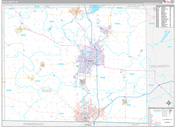 Rock County, WI Wall Map