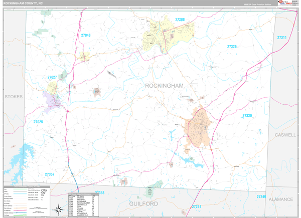 Rockingham County, NC Wall Map Premium Style