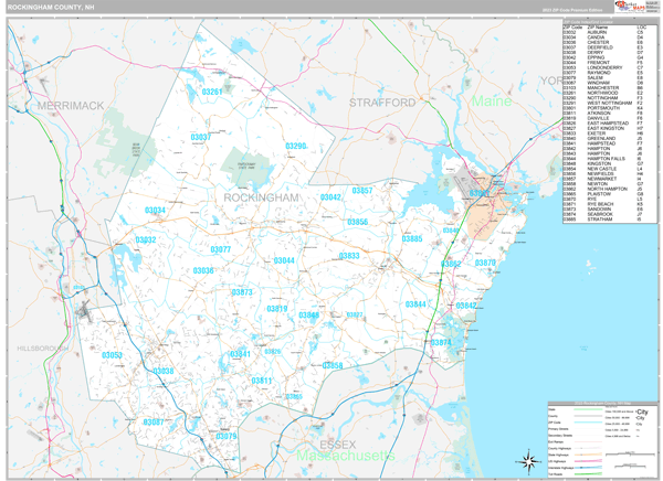 Rockingham County, NH Wall Map Premium Style