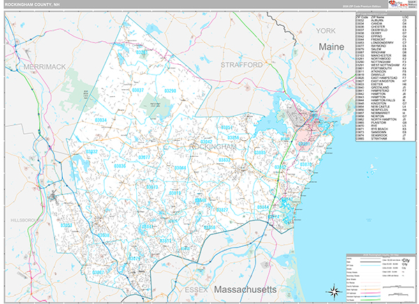 Rockingham County, NH Wall Map