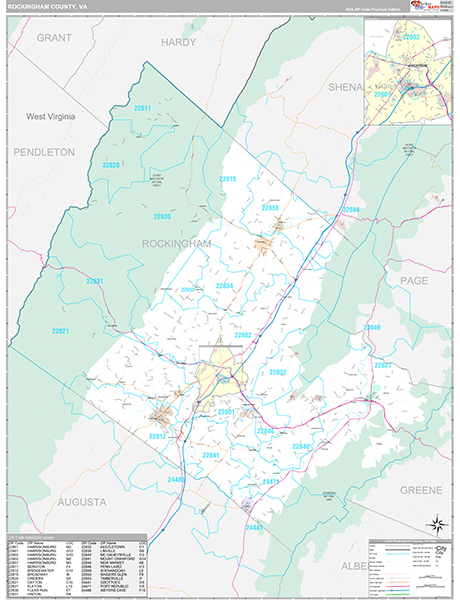 Rockingham County, VA Wall Map