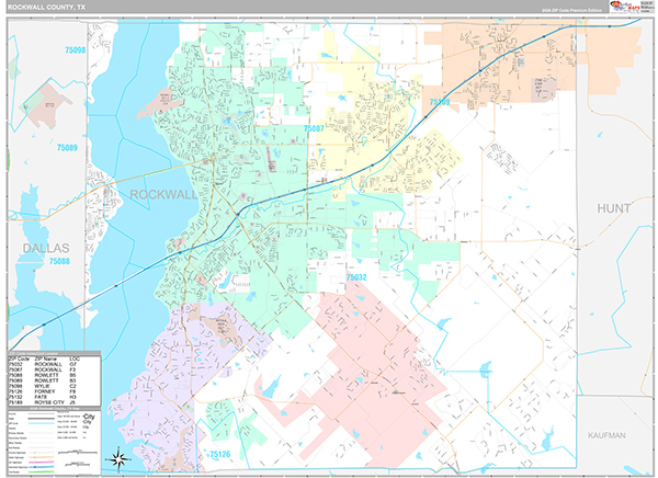 Rockwall County, TX Zip Code Map