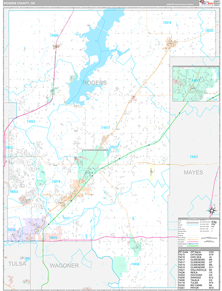 Rogers County, OK Wall Map