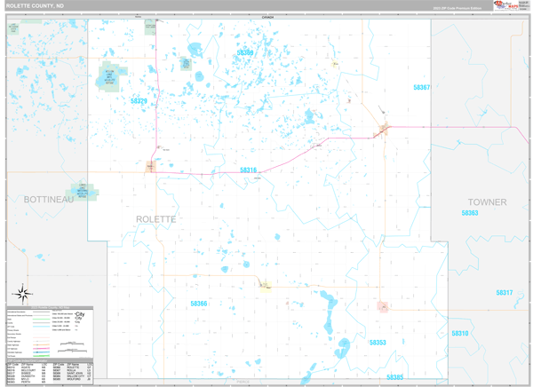 Rolette County, ND Wall Map