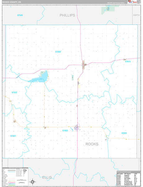 Rooks County, KS Wall Map