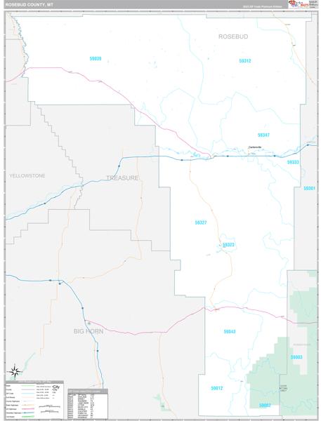 Rosebud County, MT Wall Map