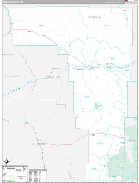 Rosebud County, MT Wall Map