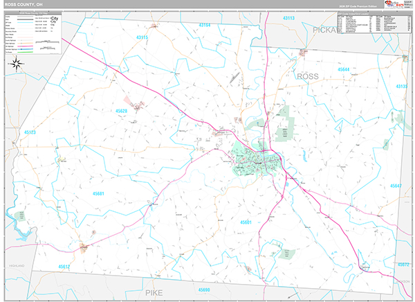 Ross County, OH Zip Code Map