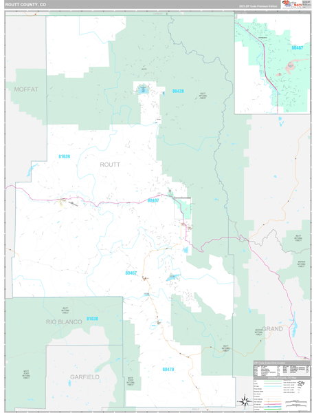 Routt County Wall Map Premium Style
