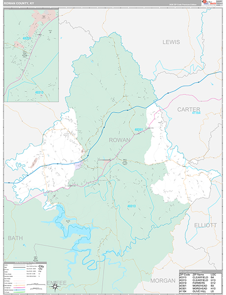 Rowan County, KY Zip Code Map