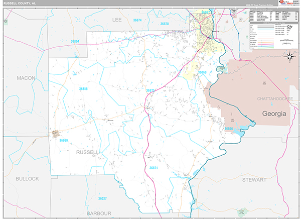 Russell County, AL Zip Code Map