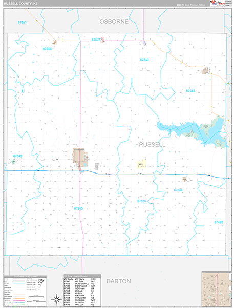 Russell County, KS Wall Map