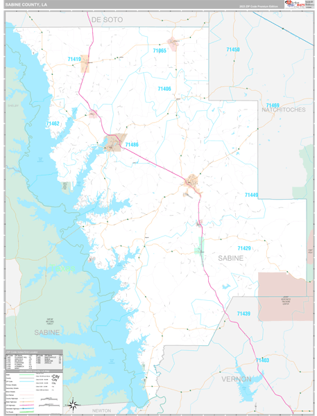 Sabine Parish (County), LA Wall Map
