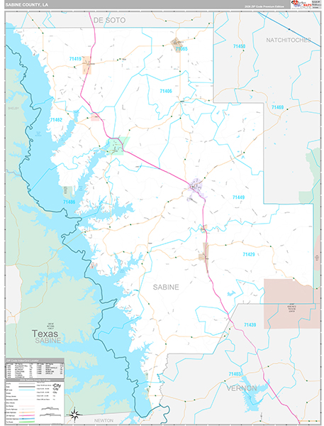 Sabine County, LA Wall Map